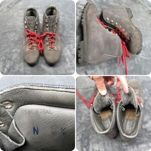 Pivetta Boots Women 6.5 N Gray Suede Leather Hiking‎ Lace-Up RARE Italy Made VTG